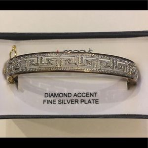 Greek pattern fine silver plate accent bracelet